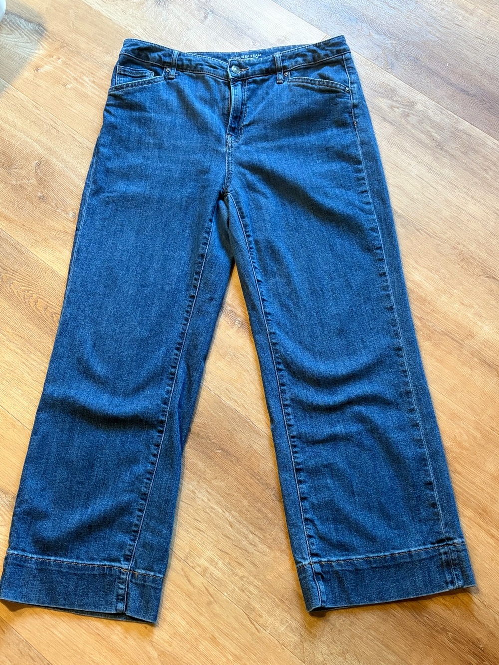 Chico’s Dark Blue Trouser Jeans - Wide leg size 10P Chico’s 1.5P